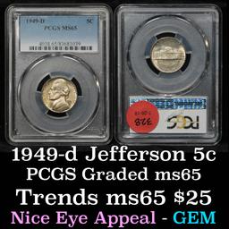 PCGS 1949-d Jefferson Nickel 5c Graded ms65 By PCGS