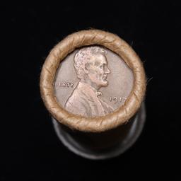 Mixed small cents 1c orig shotgun roll, 1917-s Wheat Cent, 1889 Indian Cent other end, McDonalds Wra