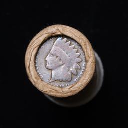 Mixed small cents 1c orig shotgun roll, 1917-s Wheat Cent, 1889 Indian Cent other end, McDonalds Wra