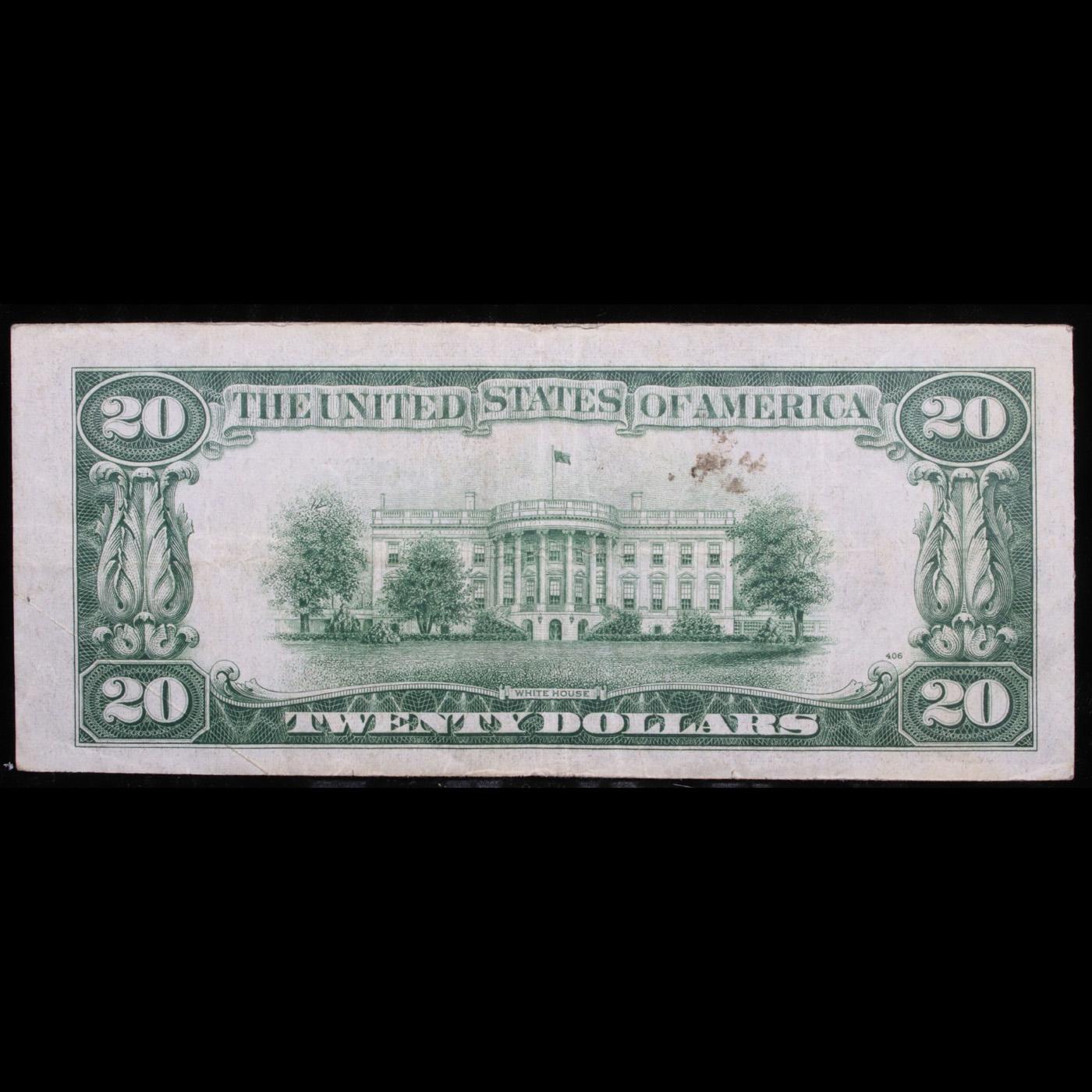 1934C $20 Green Seal Federal Reserve Note (Chicago, IL) Redeemable In Gold Grades vf+