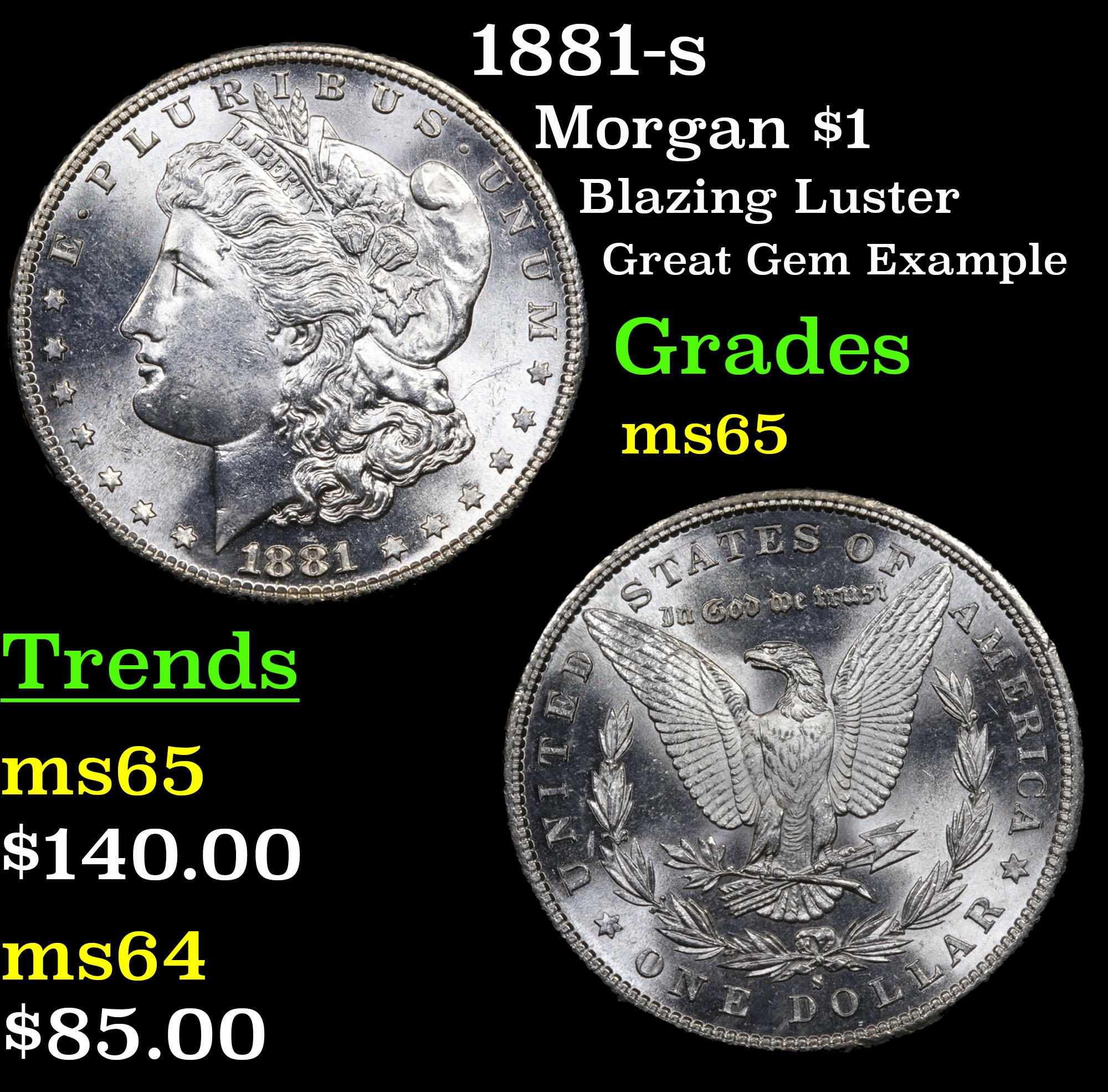 1881-s Morgan Dollar $1 Grades GEM Unc