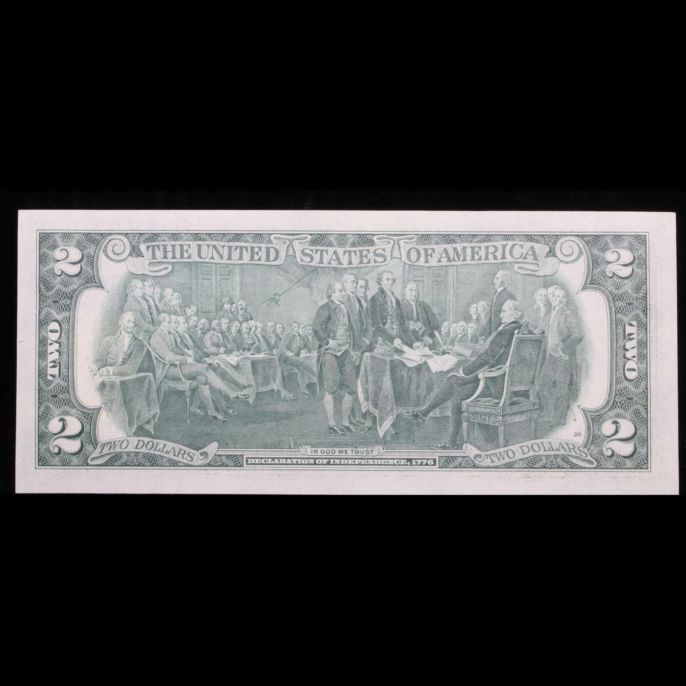 1976 $2 Federal Reserve Note 1st Day of Issue, with Stamp Grades Gem+ CU