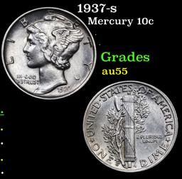 1937-s Mercury Dime 10c Grades Choice AU