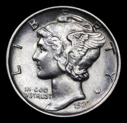 1937-s Mercury Dime 10c Grades Choice AU