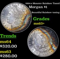 1884-o Monster Rainbow Toned Morgan Dollar $1 Grades Select+ Unc