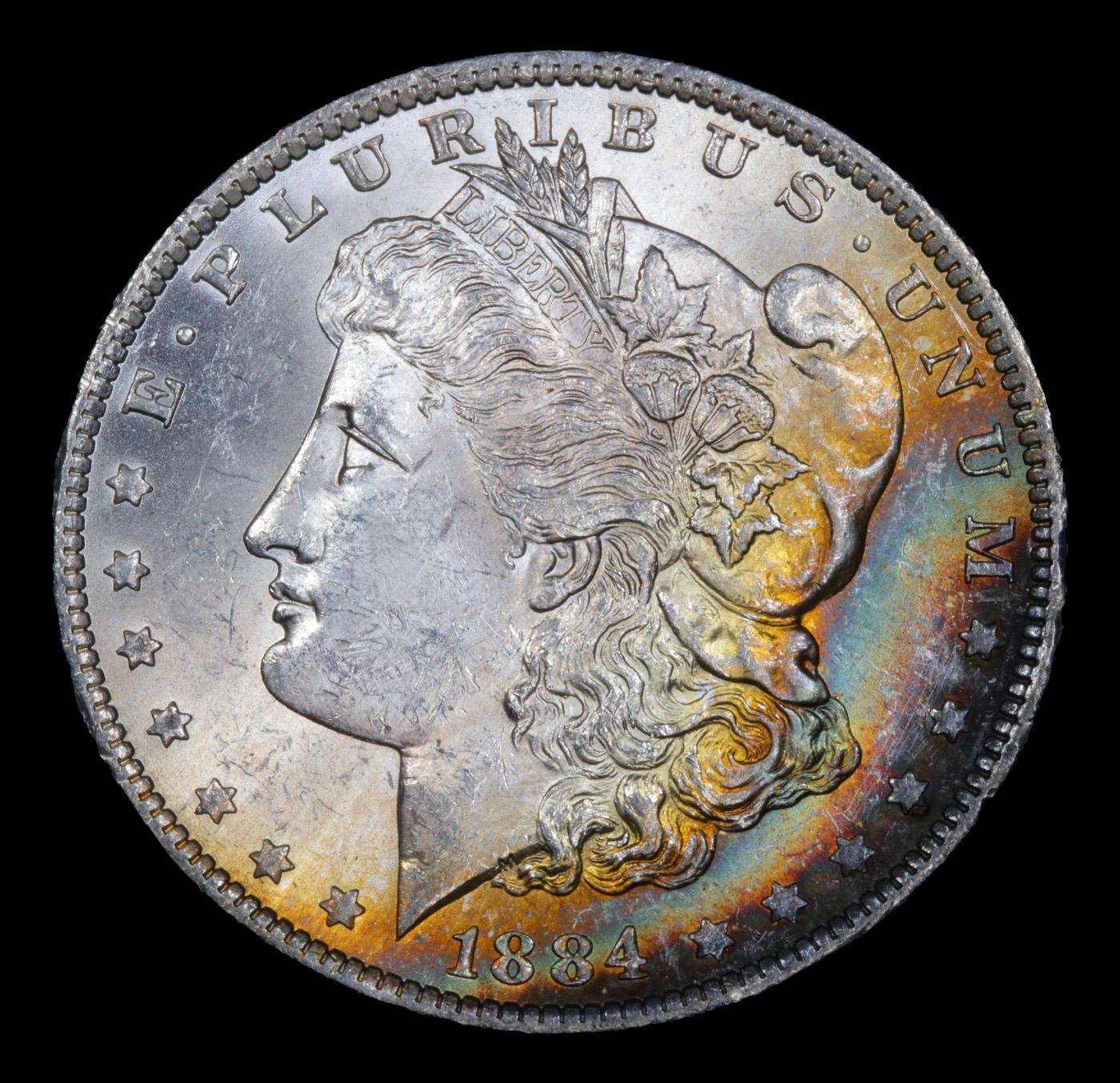 1884-o Monster Rainbow Toned Morgan Dollar $1 Grades Select+ Unc
