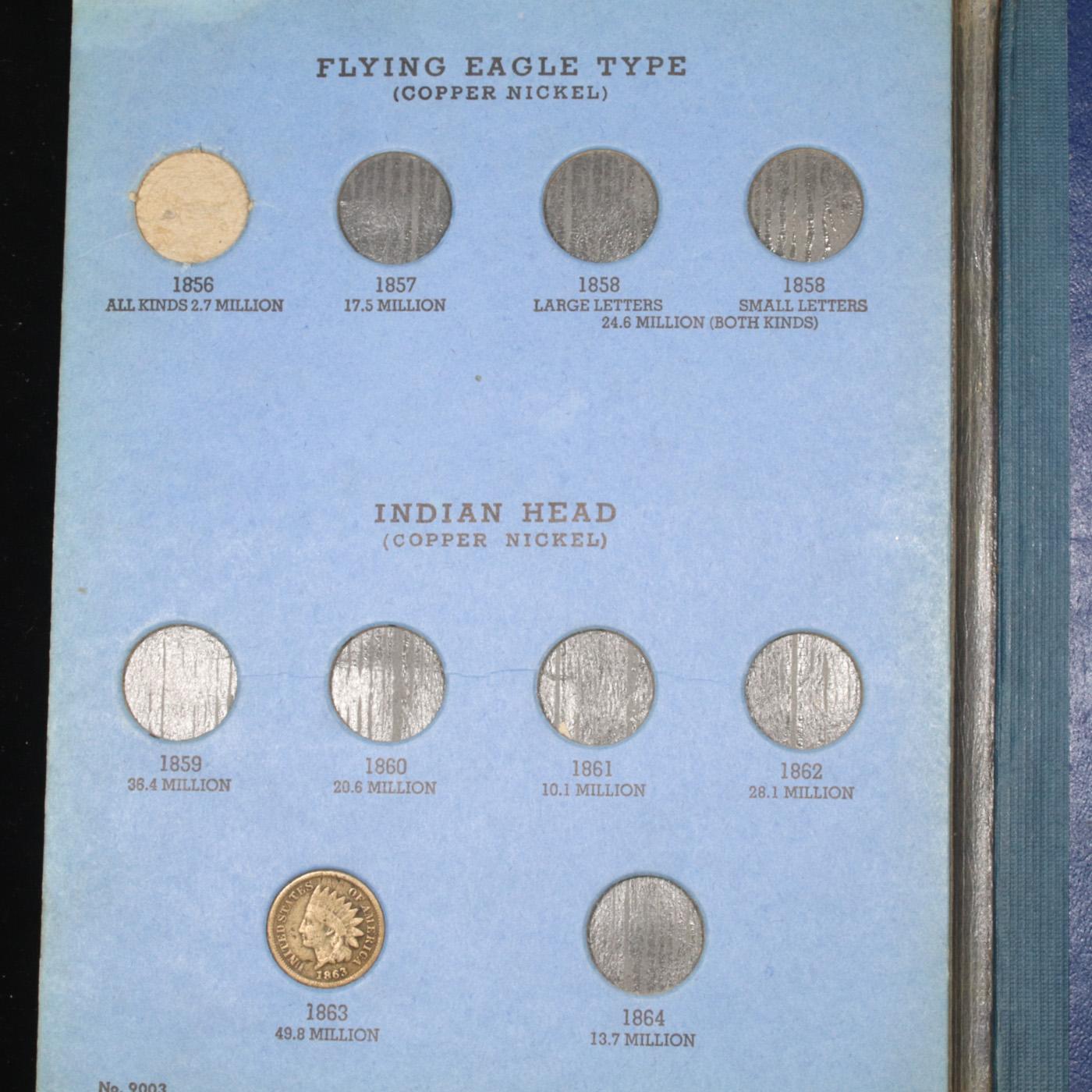 Partial Indian Cent Book 1863-1909 20 coins Grades