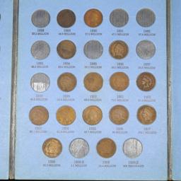Partial Indian Cent Book 1863-1909 20 coins Grades