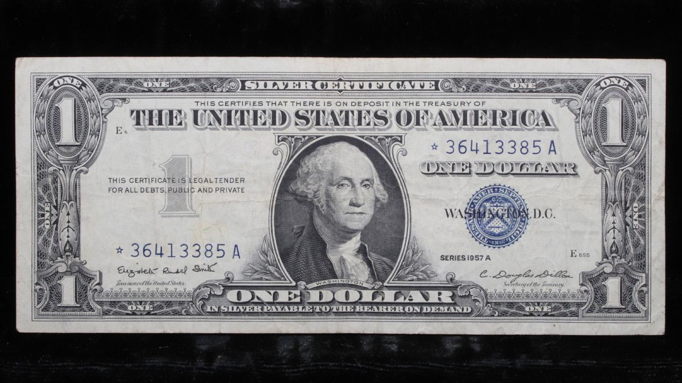 1957A $1 Blue Seal Silver Certificate Grades xf