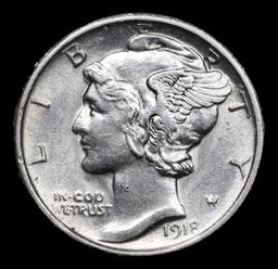 1918-p Mercury Dime 10c Grades Unc+ FSB