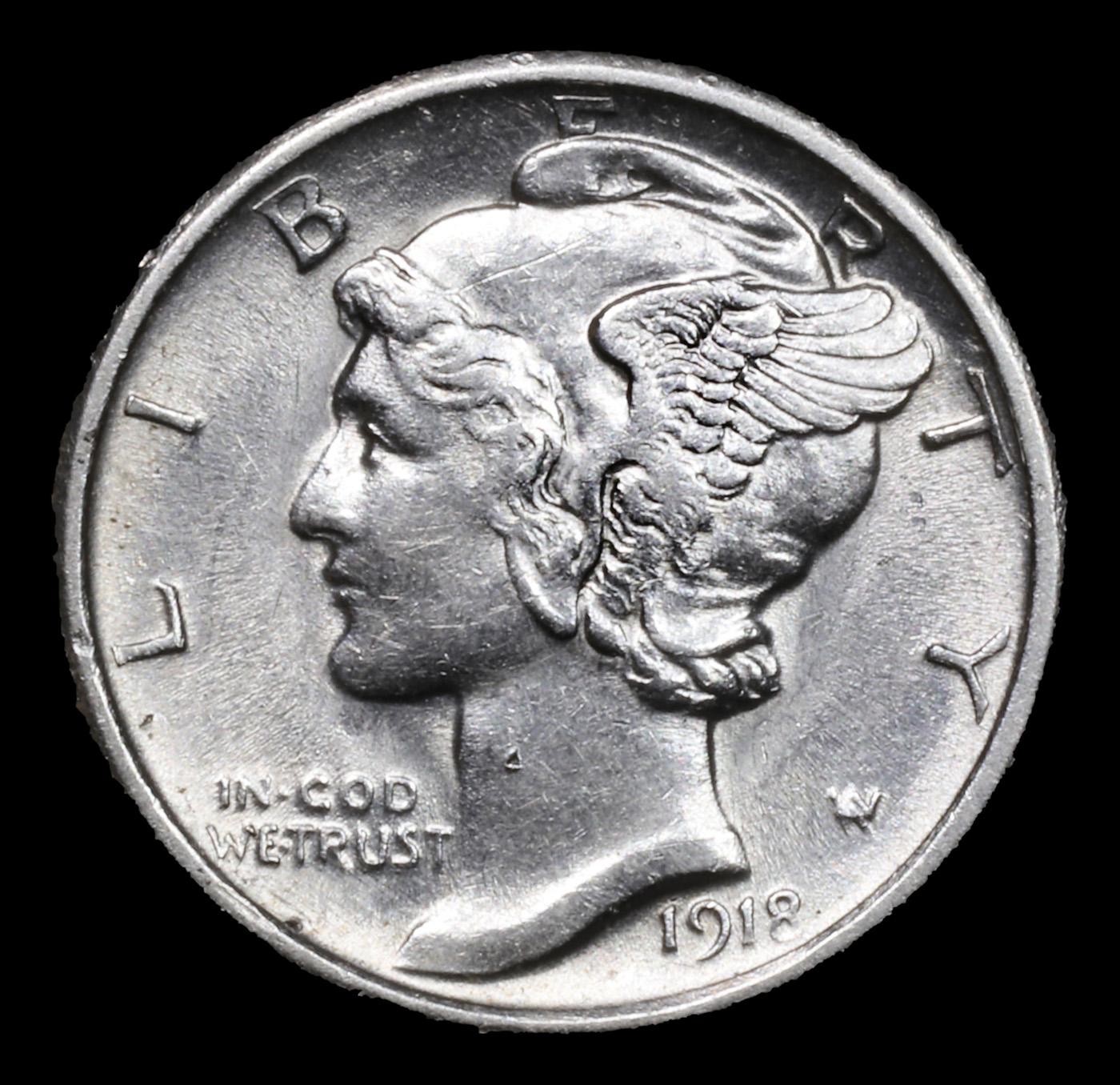 1918-p Mercury Dime 10c Grades Unc+ FSB