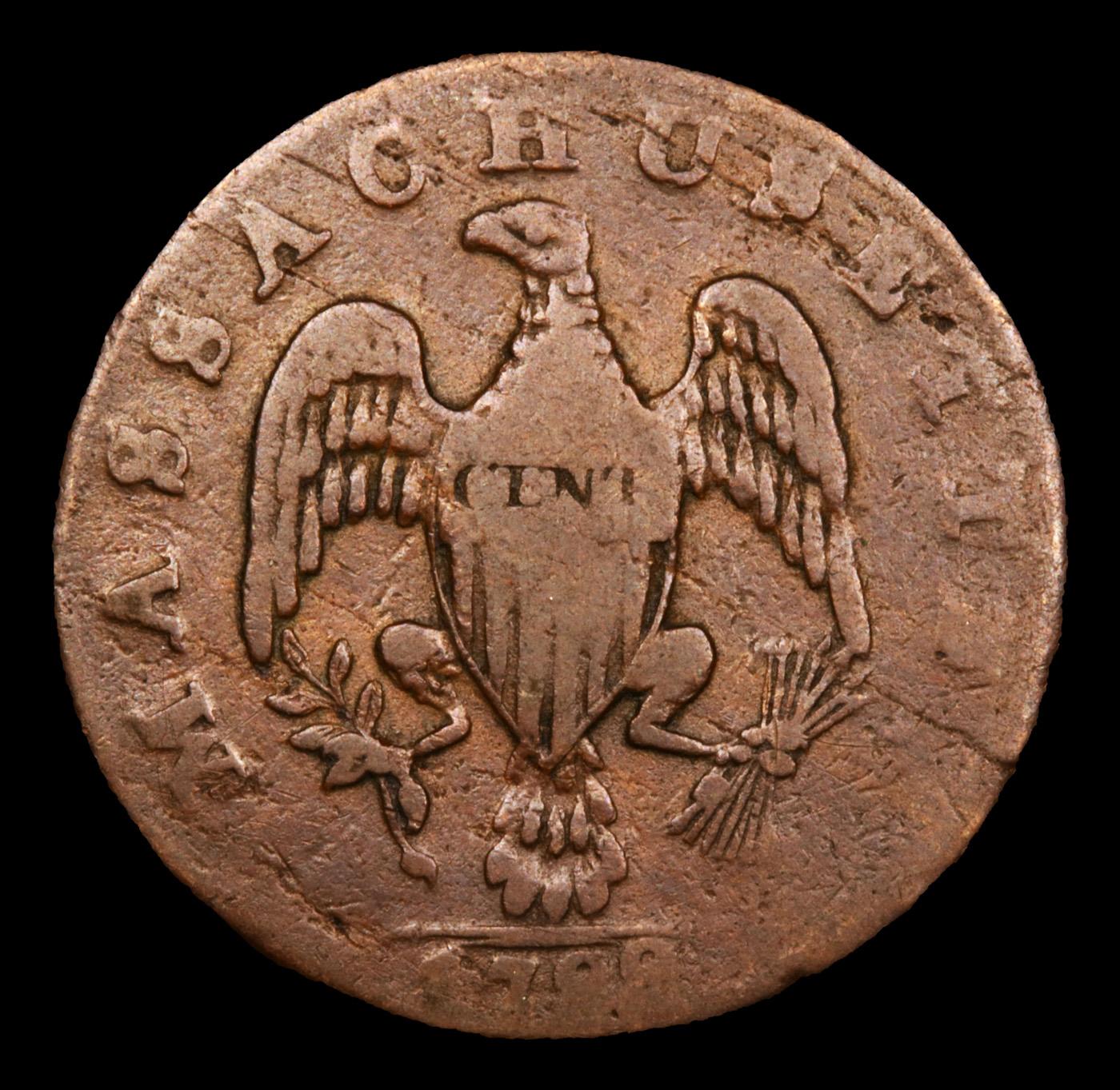 1788 Massachusets Ryder 3-E R4 Colonial Cent 1c Grades vf, very fine