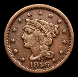 1846 N-4 Braided Hair Large Cent 1c Grades vf++