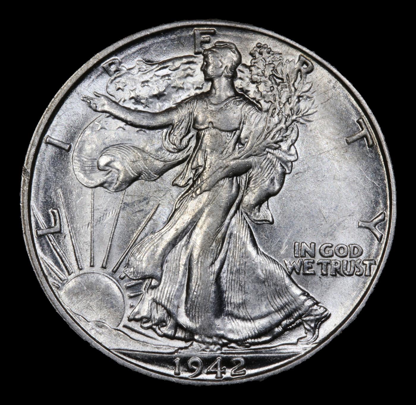 1942-d Walking Liberty Half Dollar 50c Grades Choice AU/BU Slider+
