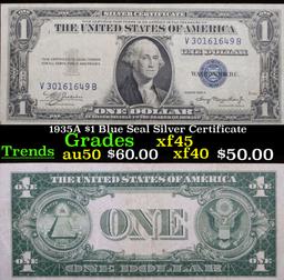 1935A $1 Blue Seal Silver Certificate Grades xf+