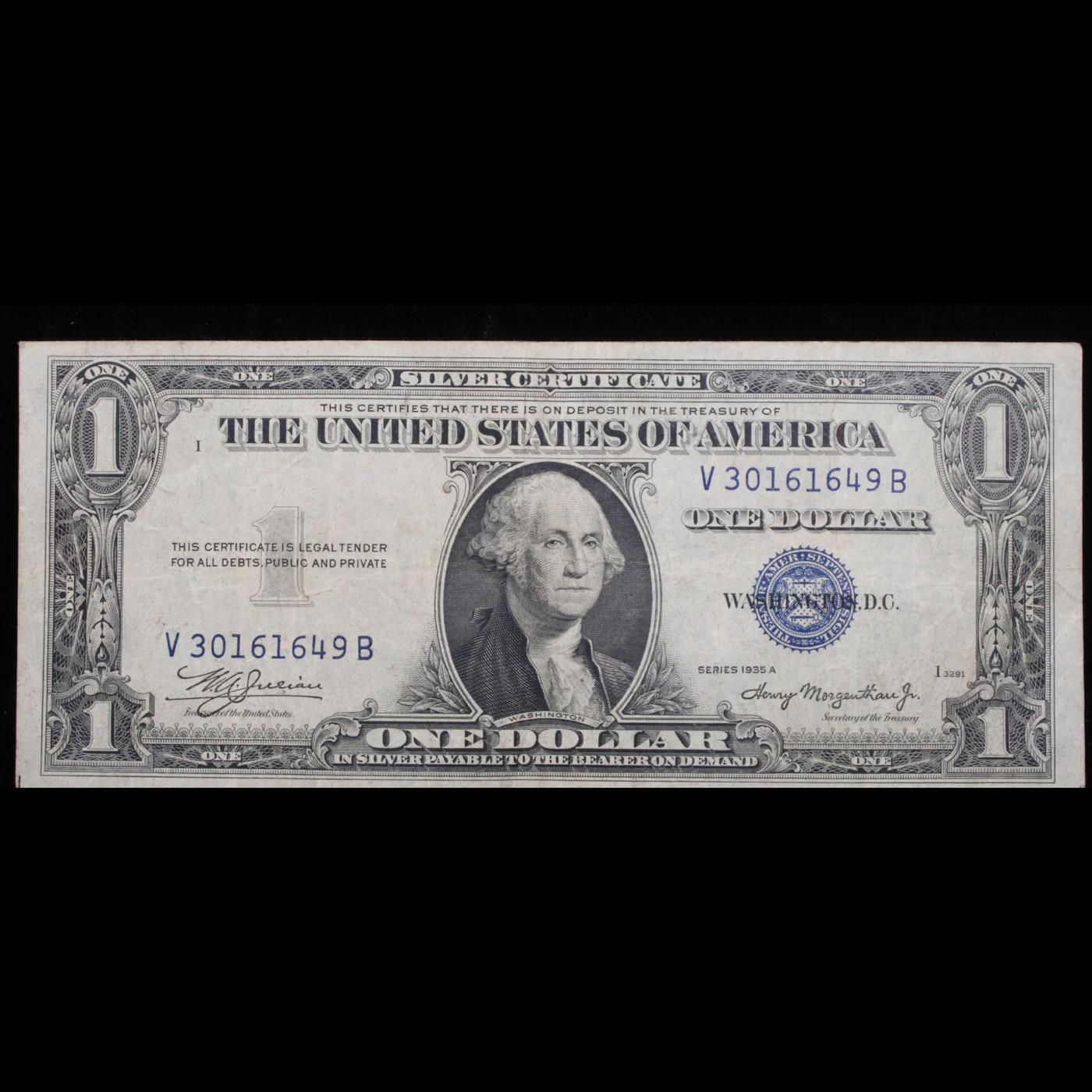 1935A $1 Blue Seal Silver Certificate Grades xf+