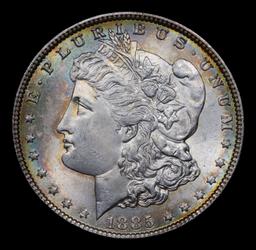 ***Auction Highlight*** 1885-p Rainbow Toned Morgan Dollar $1 Graded GEM+ Unc By USCG (fc)
