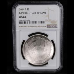 NGC 2014-p Baseball Hall Of Fame Modern Commem Dollar $1 Graded ms69 By NGC