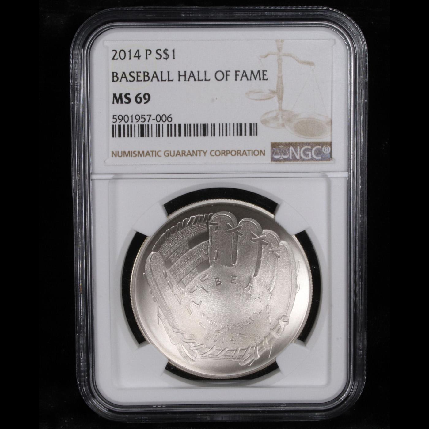 NGC 2014-p Baseball Hall Of Fame Modern Commem Dollar $1 Graded ms69 By NGC