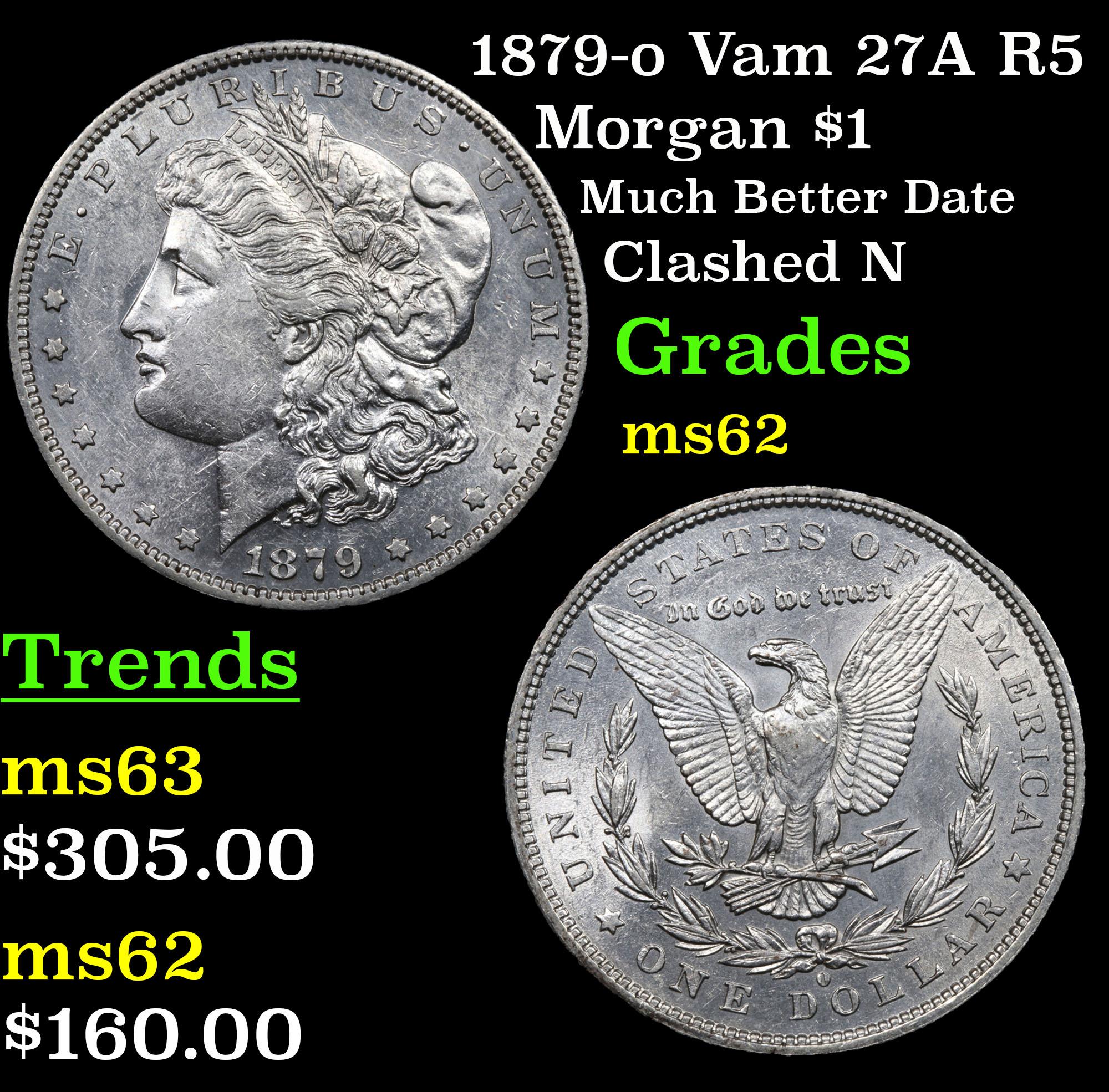 1879-o Vam 27A R5 Morgan Dollar $1 Grades Select Unc