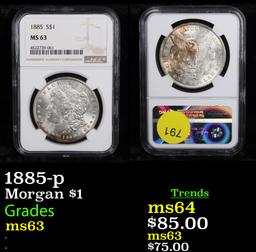 NGC 1885-p Morgan Dollar $1 Graded ms63 By NGC