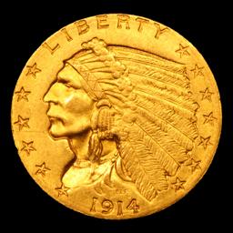 ***Auction Highlight*** 1914-p Gold Indian Quarter Eagle $2 1/2 Graded Select+ Unc By USCG (fc)