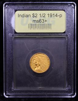 ***Auction Highlight*** 1914-p Gold Indian Quarter Eagle $2 1/2 Graded Select+ Unc By USCG (fc)