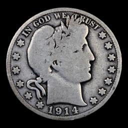 1914-p Barber Half Dollars 50c Grades vg+