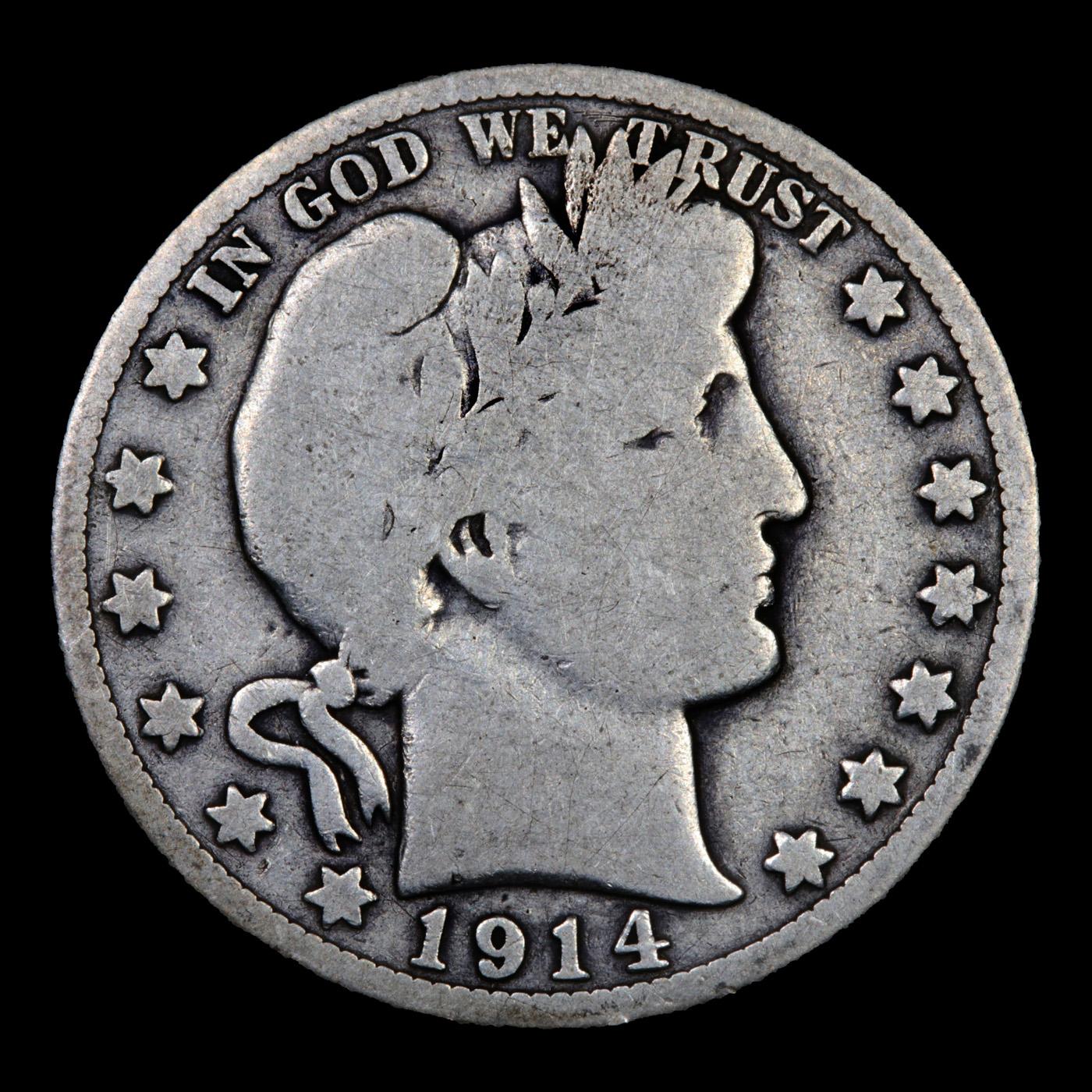 1914-p Barber Half Dollars 50c Grades vg+