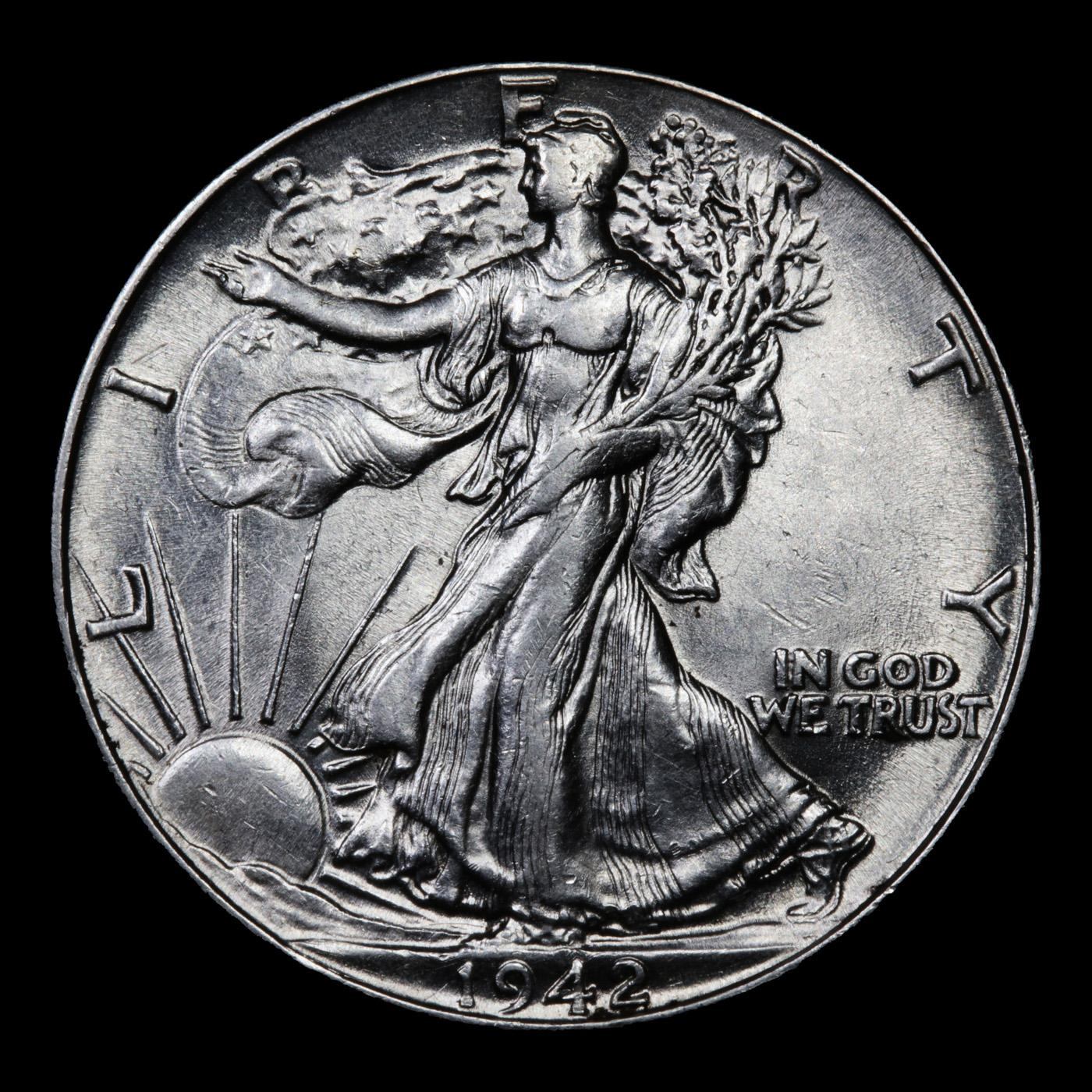 1942-p Walking Liberty Half Dollar 50c Grades Choice AU/BU Slider