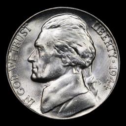 1944-s Jefferson Nickel 5c Grades GEM Unc