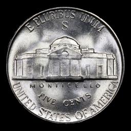 1944-s Jefferson Nickel 5c Grades GEM Unc
