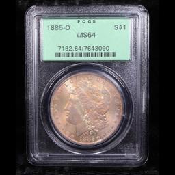 PCGS 1885-o Colorfully Toned OGH Morgan Dollar $1 Graded ms64 By PCGS