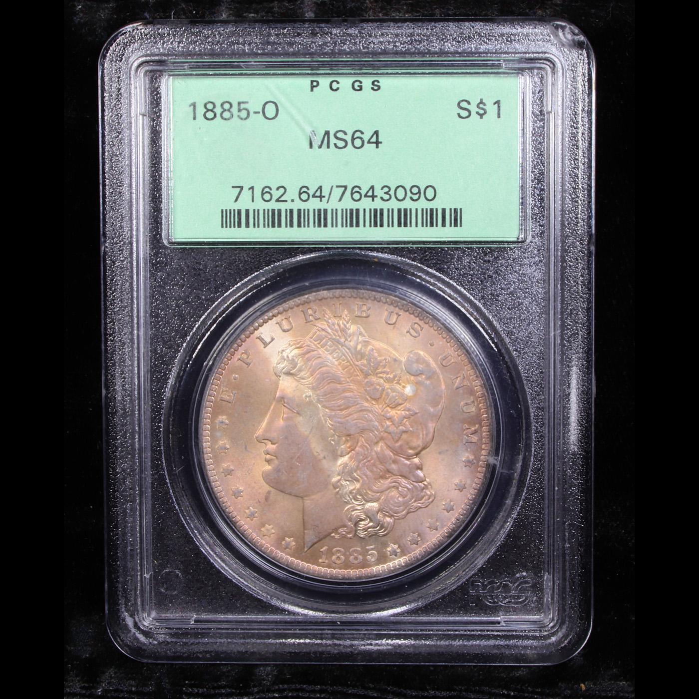 PCGS 1885-o Colorfully Toned OGH Morgan Dollar $1 Graded ms64 By PCGS