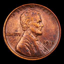 1915-p Lincoln Cent 1c Grades Choice AU