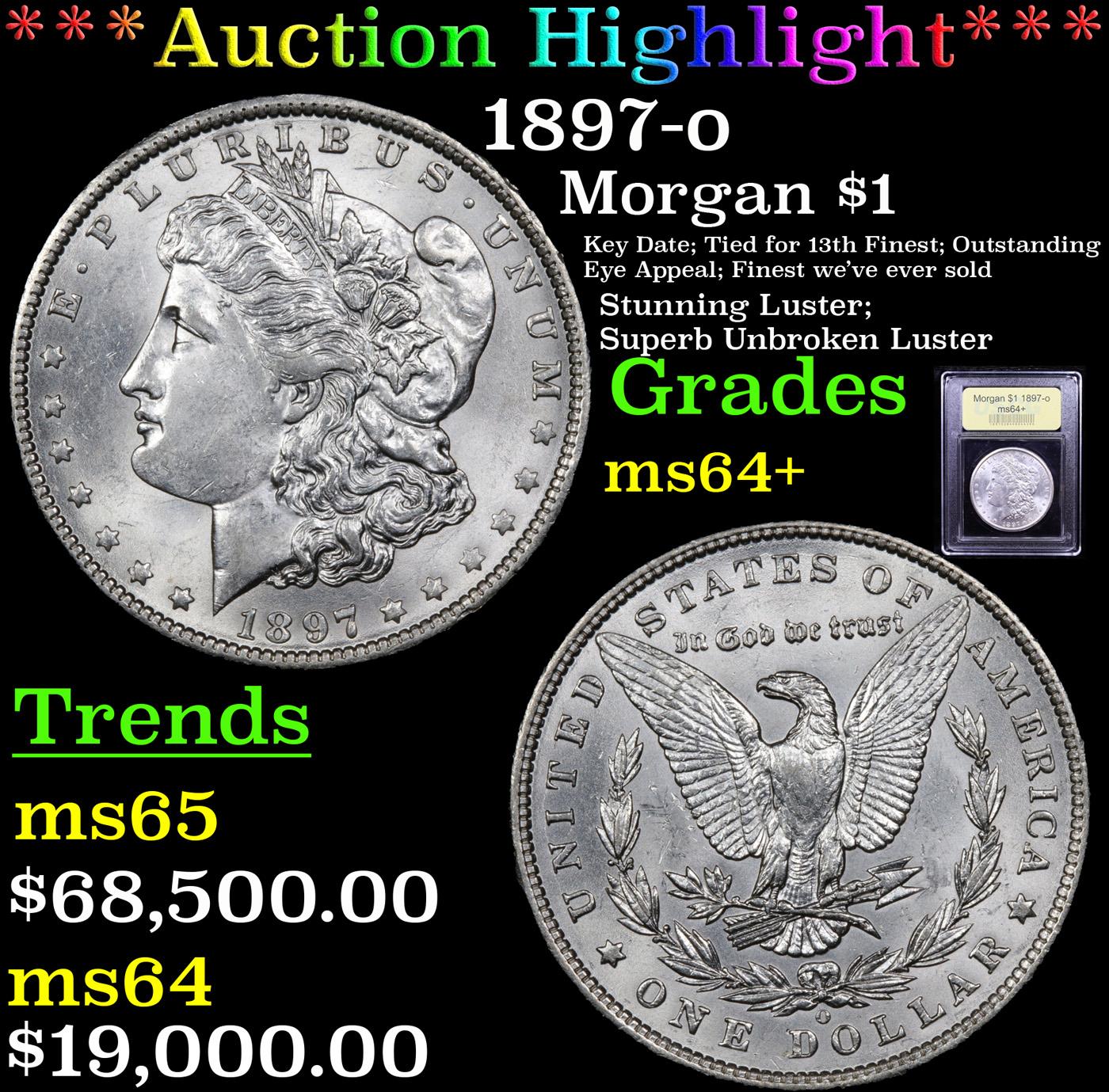 ***Auction Highlight*** 1897-o Morgan Dollar $1 Graded Choice+ Unc By USCG (fc)