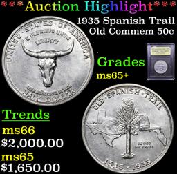 ***Auction Highlight*** 1935 Spanish Trail Old Commem Half Dollar 50c Graded GEM+ Unc By USCG (fc)