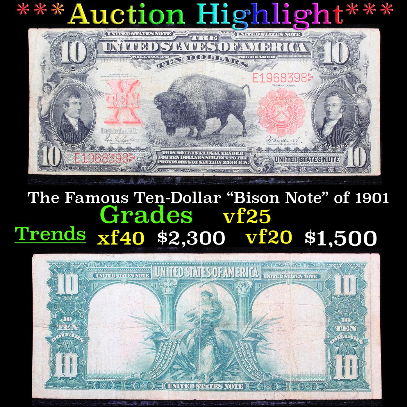 ***Auction Highlight*** The Famous Ten-Dollar "Bison Note" of 1901 Grades vf+ (fc)