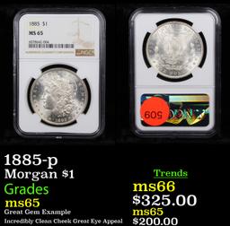 NGC 1885-p Morgan Dollar $1 Graded ms65 By NGC