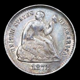 1873-s Seated Liberty Half Dime 1/2 10c Grades Unc Details