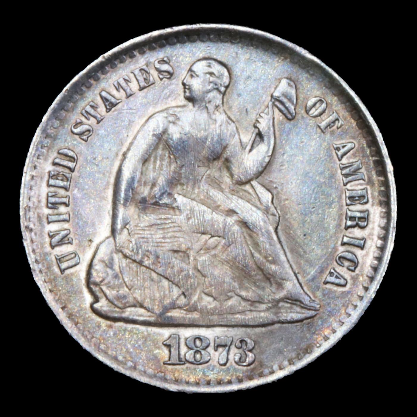 1873-s Seated Liberty Half Dime 1/2 10c Grades Unc Details