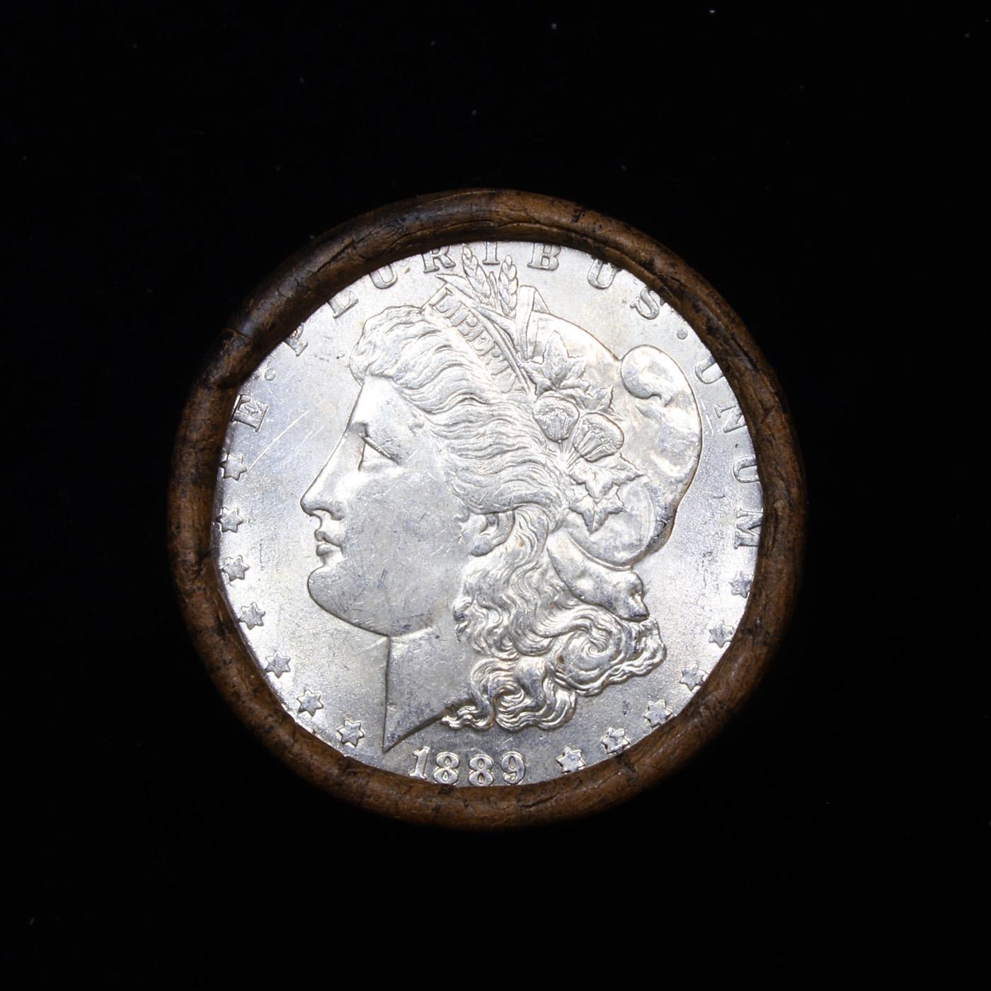 ***Auction Highlight*** AU/BU Slider Brinks Shotgun Morgan $1 Roll 1889 & P Ends Virtually UNC (fc)