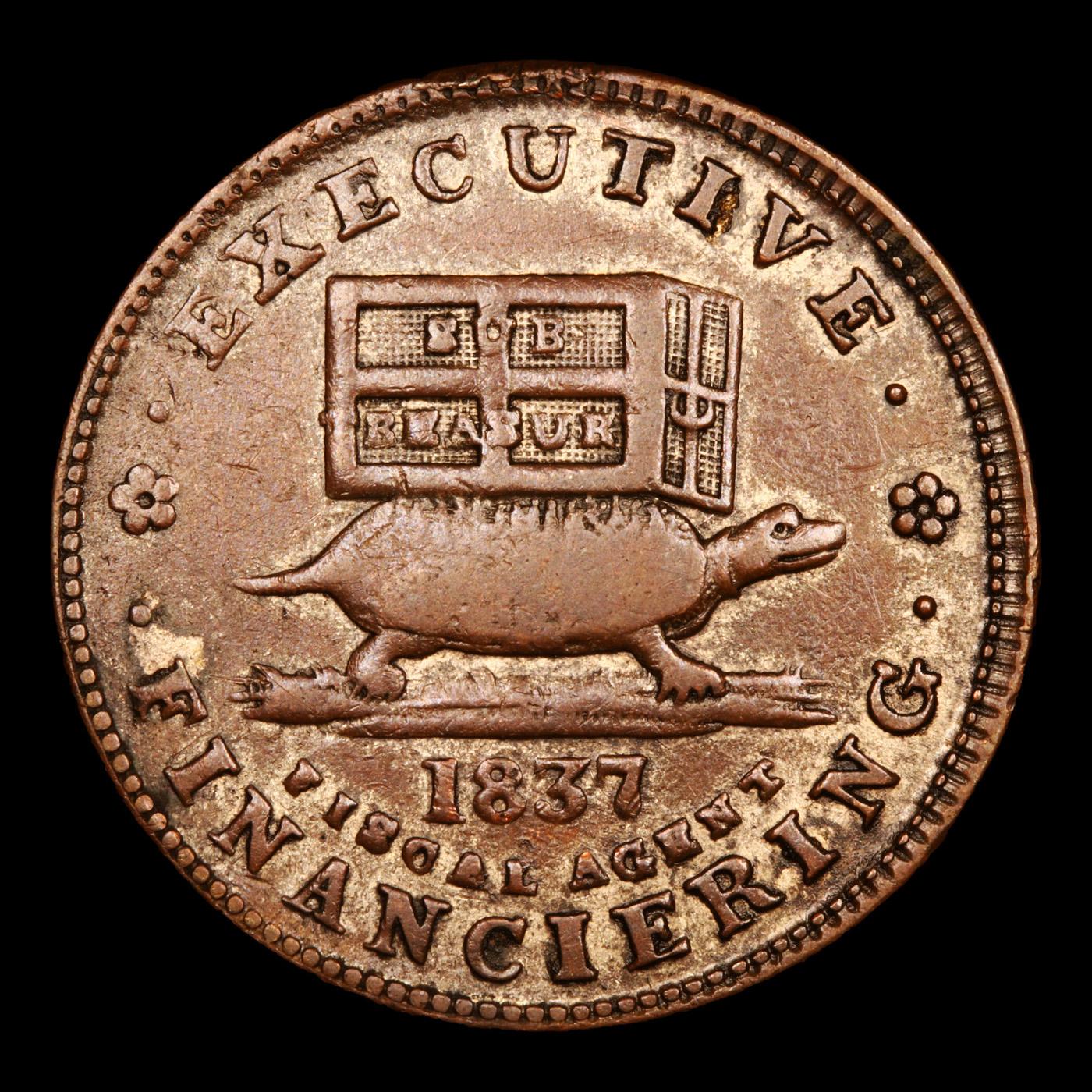 1837 Executive Financiering HT 34 Hard Times Token 1c Grades xf+