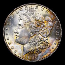 ***Auction Highlight*** 1888-p Rainbow Toned Morgan Dollar $1 Graded ms67 By SEGS (fc)