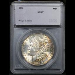 ***Auction Highlight*** 1888-p Rainbow Toned Morgan Dollar $1 Graded ms67 By SEGS (fc)