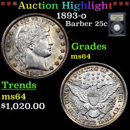 ***Auction Highlight*** 1893-o Barber Quarter 25c Graded Choice Unc By USCG (fc)