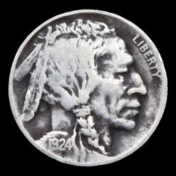1924-d Buffalo Nickel 5c Grades vf+