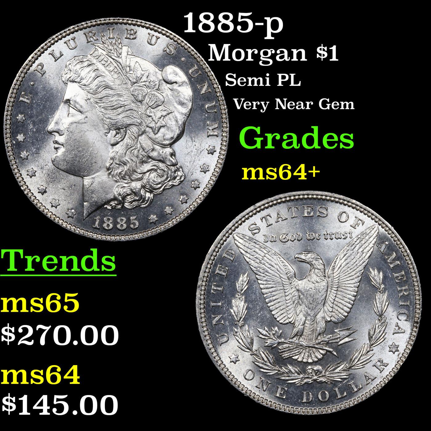 1885-p Morgan Dollar $1 Grades Choice+ Unc