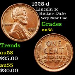 1928-d Lincoln Cent 1c Grades Choice AU/BU Slider