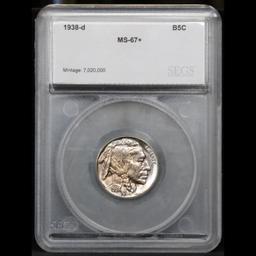 ***Auction Highlight*** 1938-d Buffalo Nickel 5c Graded ms67+ By SEGS (fc)